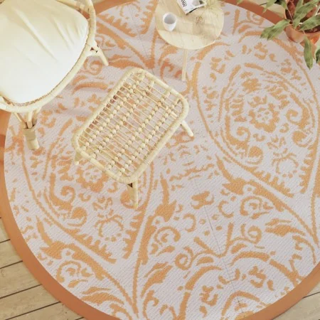 Alfombra de exterior ARAKIL naranja y blanca Ø200 cm PP de , Protectores para exterior - Ref: Foro24-368508, Precio: 45,06 €,...