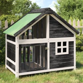 Solid pine wood dog house gray 96x60.5x87 cm by , Dog kennels and fences - Ref: Foro24-172268, Price: 163,41 €, Discount: %