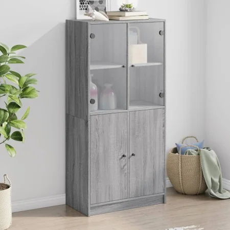 Hohes Sideboard mit Türen aus grauem Sonoma-Holz 68x37x142 cm von , Sideboards - Ref: Foro24-3295869, Preis: 138,82 €, Rabatt: %