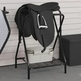 Freestanding folding mount holder black iron by , Saddle Accessories - Ref: Foro24-172441, Price: 79,52 €, Discount: %