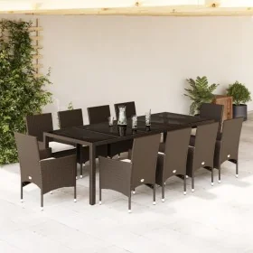 Set comedor jardín 11 pzas con cojines ratán PE vidrio marrón von , Gartensets - Ref: Foro24-3278590, Preis: 847,05 €, Rabatt: %