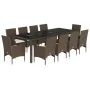 Set comedor jardín 11 pzas con cojines ratán PE vidrio marrón by , Garden sets - Ref: Foro24-3278590, Price: 847,05 €, Discou...