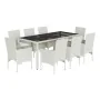 Garden dining set 9 pcs cushions synthetic rattan white glass by , Garden sets - Ref: Foro24-3278584, Price: 726,65 €, Discou...