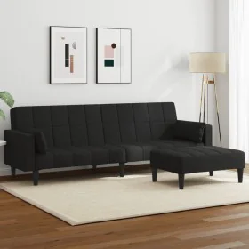 2-Sitzer-Schlafsofa mit schwarzem Stoffhocker von , Sofas - Ref: Foro24-3258125, Preis: 337,54 €, Rabatt: %