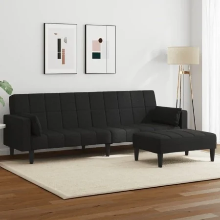 2-seater sofa bed with black fabric stool by , Sofas - Ref: Foro24-3258125, Price: 337,54 €, Discount: %