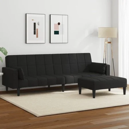2-Sitzer-Schlafsofa mit schwarzem Stoffhocker von , Sofas - Ref: Foro24-3258125, Preis: 337,54 €, Rabatt: %
