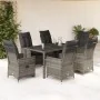 Set comedor jardín 7 pzas y cojines ratán sintético gris by , Garden sets - Ref: Foro24-3276740, Price: 870,60 €, Discount: %