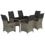 Set comedor jardín 7 pzas y cojines ratán sintético gris by , Garden sets - Ref: Foro24-3276740, Price: 870,60 €, Discount: %