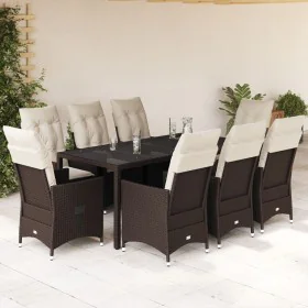 9-teiliges Garten-Esszimmerset und Kissen synthetisches Rattan braun von , Gartensets - Ref: Foro24-3276775, Preis: 1,00 €, R...