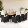 9 pcs garden dining set and cushions synthetic rattan black by , Garden sets - Ref: Foro24-3276838, Price: 981,79 €, Discount: %