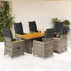 Set comedor jardín 7 pzas y cojines ratán sintético gris von , Gartensets - Ref: Foro24-3276852, Preis: 900,13 €, Rabatt: %