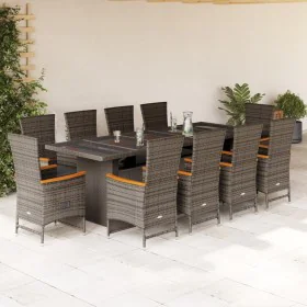 11 pcs garden dining set and cushions synthetic rattan gray by , Garden sets - Ref: Foro24-3277558, Price: 1,00 €, Discount: %