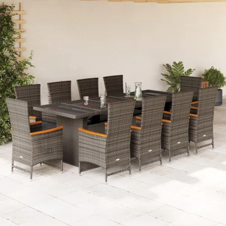 11-teiliges Garten-Esszimmerset und Kissen synthetisches Rattangrau von , Gartensets - Ref: Foro24-3277558, Preis: 1,00 €, Ra...