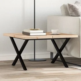 X-frame coffee table solid pine and steel 60x60x40.5 cm by , Kitchen and dining tables - Ref: Foro24-3282748, Price: 66,01 €,...