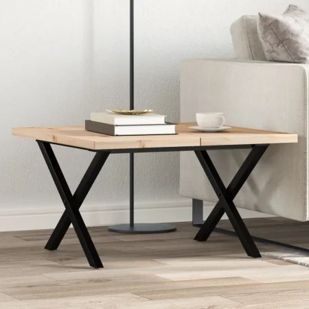 X-frame coffee table solid pine and steel 60x60x40.5 cm by , Kitchen and dining tables - Ref: Foro24-3282748, Price: 66,01 €,...