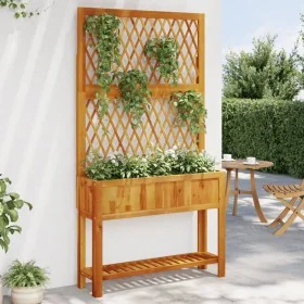 Pflanzgefäß mit Rankgitter und Regal aus massiver Akazie 100x32x185 cm von , Töpfe und Pflanzgefäße - Ref: Foro24-364899, Pre...