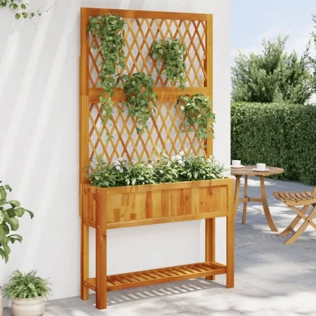 Planter with trellis and solid acacia shelf 100x32x185 cm by , Pots and planters - Ref: Foro24-364899, Price: 202,13 €, Disco...