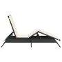 Tumbona con cojín ratán sintético negro de , Tumbonas - Ref: Foro24-4002701, Precio: 141,27 €, Descuento: %