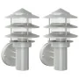 Outdoor wall lights 2 units stainless steel silver by , Outdoor lighting - Ref: Foro24-4006229, Price: 51,16 €, Discount: %