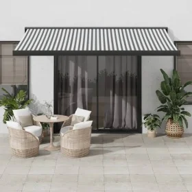Einziehbare Markise aus Aluminium und anthrazitgrauem und weißem Stoff 4,5x3 m von , Markisen - Ref: Foro24-3216141, Preis: 7...