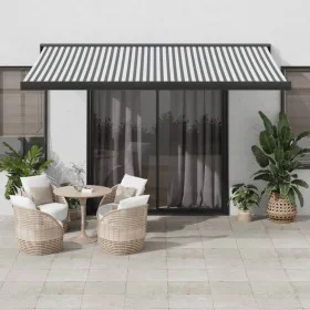 Retractable awning aluminum and anthracite gray and white fabric 4.5x3 m by , Awnings - Ref: Foro24-3216141, Price: 705,41 €,...