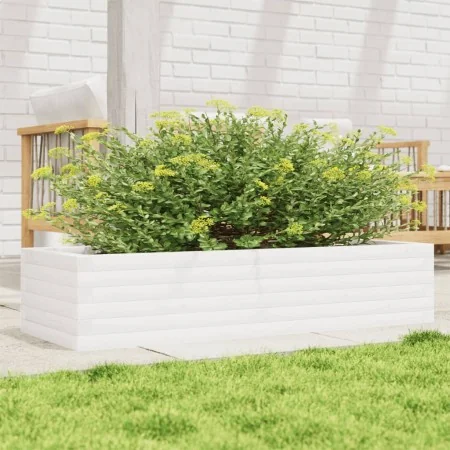 Solid pine wood planter white 110x40x23 cm by , Pots and planters - Ref: Foro24-847229, Price: 89,85 €, Discount: %