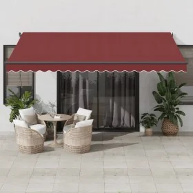 Toldo retráctil automático con LEDs burdeos 450x350 cm by , Awnings - Ref: Foro24-3215005, Price: 657,03 €, Discount: %