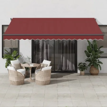 Toldo retráctil automático con LEDs burdeos 450x350 cm by , Awnings - Ref: Foro24-3215005, Price: 657,03 €, Discount: %
