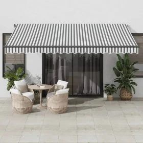 Manual retractable awning LED light anthracite and white 450x350 cm by , Awnings - Ref: Foro24-3215813, Price: 437,09 €, Disc...
