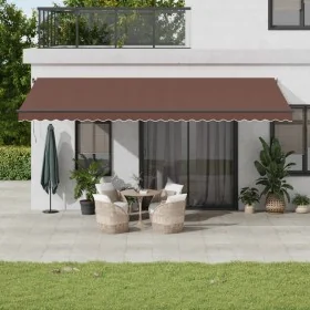 Manual retractable awning with brown LED lights 600x300 cm by , Awnings - Ref: Foro24-3310222, Price: 561,78 €, Discount: %