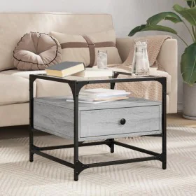 Mesa de centro tapa de vidrio acero gris Sonoma 50x50x45 cm de , Mesas de centro - Ref: Foro24-846052, Precio: 69,99 €, Descu...