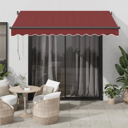 Toldo retráctil manual con luces LED burdeos 300x250 cm de , Toldos - Ref: Foro24-3215336, Precio: 279,44 €, Descuento: %