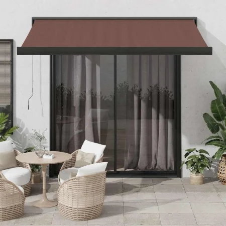 Toldo retráctil automático marrón 350x250 cm by , Awnings - Ref: Foro24-3215734, Price: 632,66 €, Discount: %
