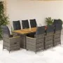 9-teiliger Gartentisch und Stühle und Kissen synthetisches Rattangrau von , Gartensets - Ref: Foro24-3277269, Preis: 1,00 €, ...