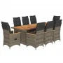 9-teiliger Gartentisch und Stühle und Kissen synthetisches Rattangrau von , Gartensets - Ref: Foro24-3277269, Preis: 1,00 €, ...