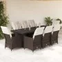 Set of 9 garden table and chairs and cushions PE rattan brown by , Garden sets - Ref: Foro24-3277243, Price: 1,00 €, Discount: %