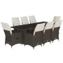 Set of 9 garden table and chairs and cushions PE rattan brown by , Garden sets - Ref: Foro24-3277243, Price: 1,00 €, Discount: %