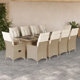 Set of 11 garden table and chairs and cushions PE rattan beige by , Garden sets - Ref: Foro24-3277248, Price: 1,00 €, Discoun...