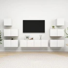 Set de mueble para TV de 8 piezas madera contrachapada blanco de , Muebles TV - Ref: Foro24-3078714, Precio: 224,72 €, Descue...