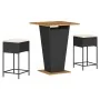 High garden table and stools 3 pieces and cushions PE rattan black by , Garden sets - Ref: Foro24-3261480, Price: 314,41 €, D...