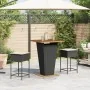 High garden table and stools 3 pieces and cushions PE rattan black by , Garden sets - Ref: Foro24-3261480, Price: 314,41 €, D...