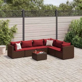 7-piece garden furniture set and cushions synthetic rattan brown by , Garden sets - Ref: Foro24-3308149, Price: 514,75 €, Dis...