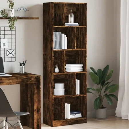 Estantería madera de ingeniería roble ahumado 57x28,5x174 cm de , Librerías y estanterías - Ref: Foro24-847993, Precio: 90,16...