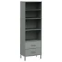 OSLO Bücherregal mit 2 Schubladen Massivholz grau 60x35x180 cm von , Bücherregale und Regale - Ref: Foro24-351007, Preis: 200...