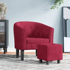 Sessel mit Hocker roter roter Samt von , Sessel - Ref: Foro24-356483, Preis: 169,48 €, Rabatt: %
