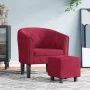 Sillón con taburete terciopelo rojo tinto de , Sillones - Ref: Foro24-356483, Precio: 169,48 €, Descuento: %