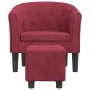 Sillón con taburete terciopelo rojo tinto de , Sillones - Ref: Foro24-356483, Precio: 169,48 €, Descuento: %