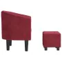 Sillón con taburete terciopelo rojo tinto de , Sillones - Ref: Foro24-356483, Precio: 169,48 €, Descuento: %