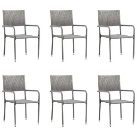 Stackable garden dining chairs 6 pcs synthetic rattan gray by , Garden chairs - Ref: Foro24-318723, Price: 106,15 €, Discount: %