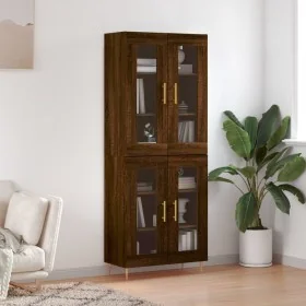 Aparador alto madera contrachapada marrón roble 69,5x34x180 cm de , Aparadores - Ref: Foro24-3198272, Precio: 165,50 €, Descu...